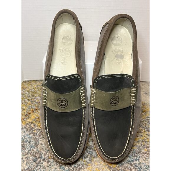 Stussy Deluxe x Timberland Wedge Loafer Shoe Men's 10 Vibram Sole Gray Black - Picture 3 of 12